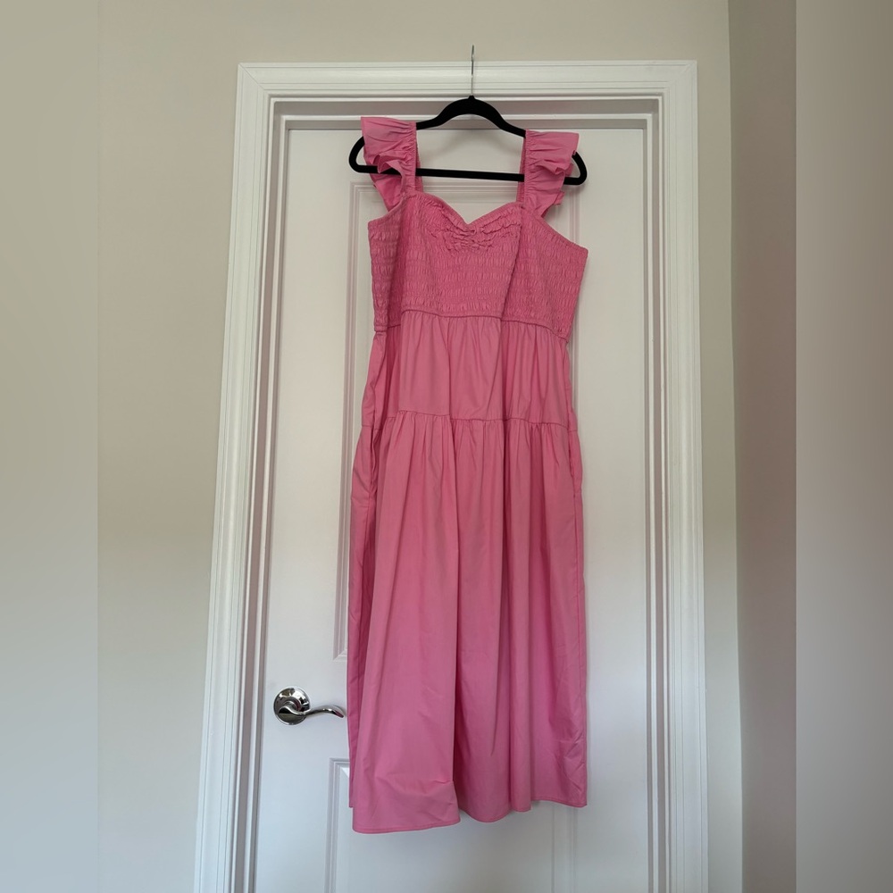 Abercrombie & Fitch Pink Ruffle Strap Midi Dress